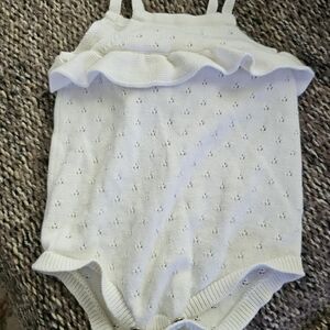 Cat And Jack White Knit Baby Romper Sz 12 Month